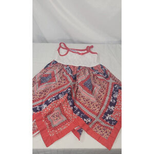 Blueberi Boulevard Girls 3T Red White Blue Diamond Pattern Quilt Look Dress